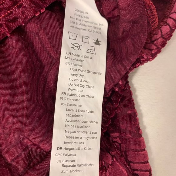 Iron Fist CaveCreeps Babydoll Dress (burgundy velvet, deadstock) - Picture 4 of 7